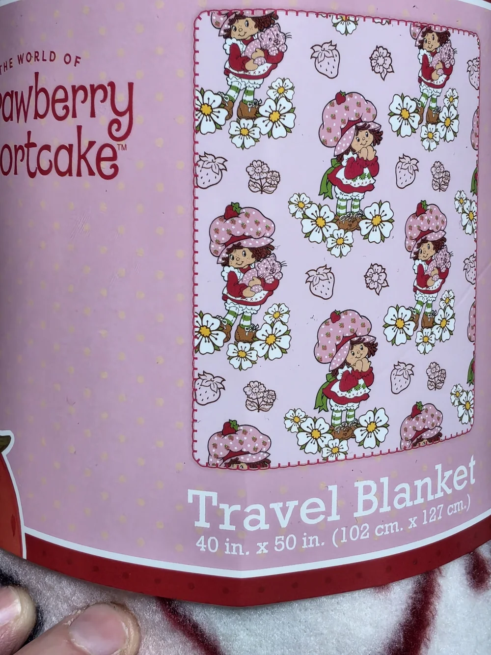 New Strawberry Shortcake Pink Floral Plush Throw Blanket 40x50
